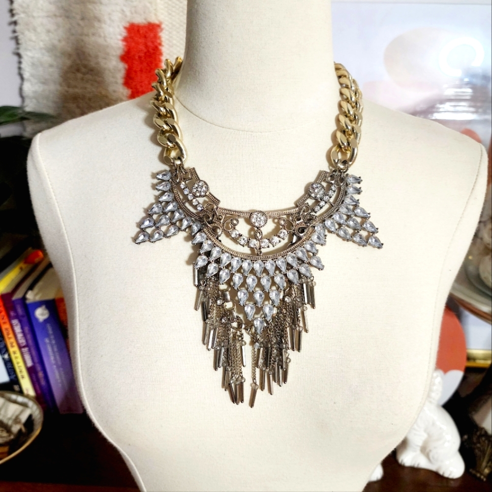 Gold tone Chandellier Necklace